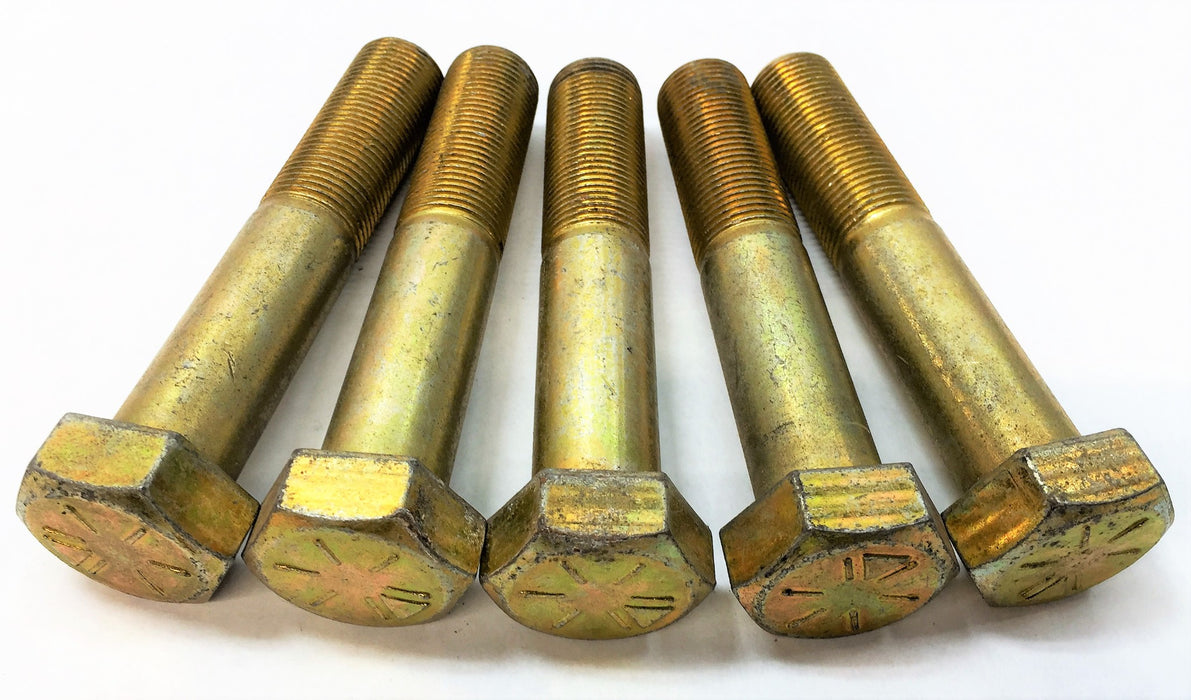 UNBRANDED Hex Bolt Yellow Zinc Plated 4" x 5/8" [Lot of 5] NOS