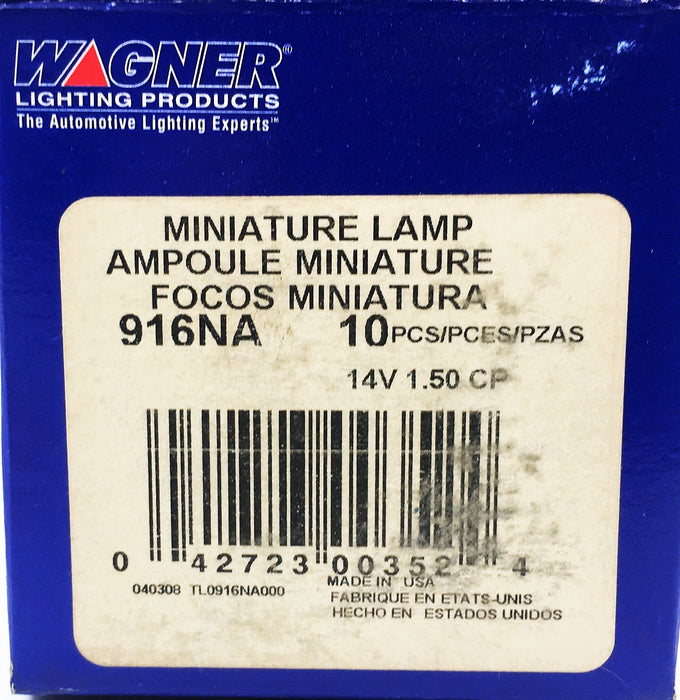 Wagner 14V 1.50CP Miniature Lamp 916NA [Lot of 10] NOS