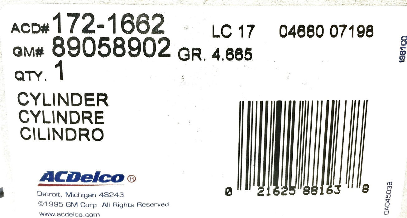 ACDelco/GM Wheel Cylinder 172-1662 (89058902) NOS