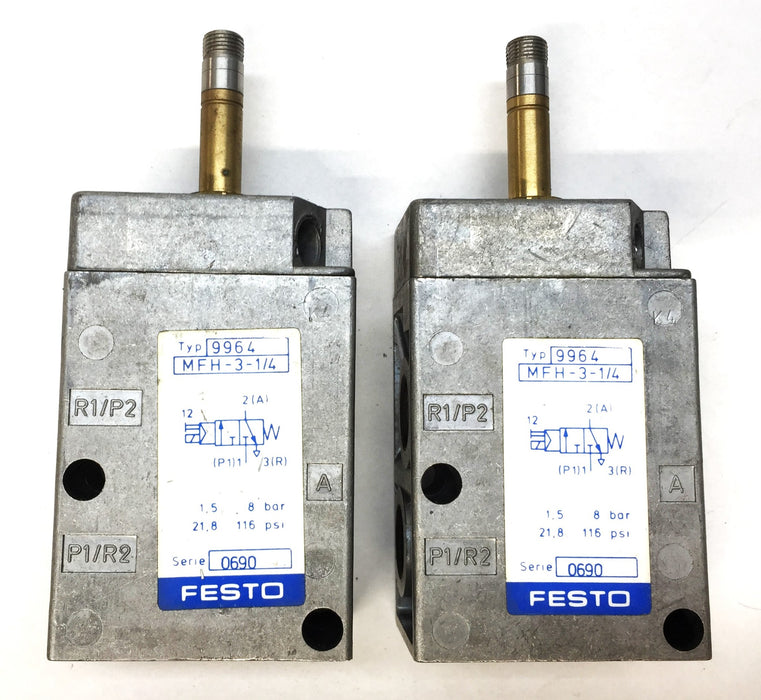 FESTO 0690 Series Solenoid Valve Coil MFH-3-1/4 [Lot of 2] USED