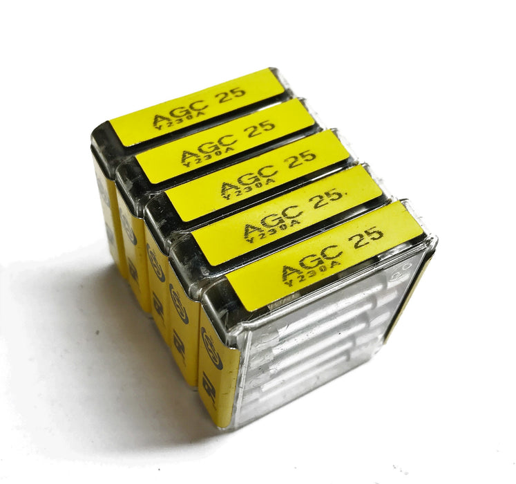 Buss Fast Acting Glass Fuse AGC-25 [Lot of 25] NOS