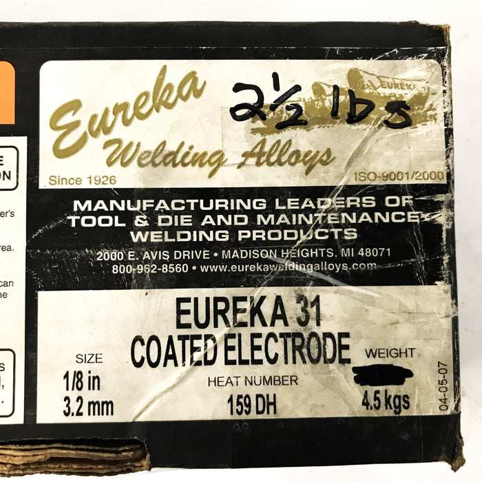 Eureka Coated Welding Electrodes, 2-1/2 pounds, 31 NOS