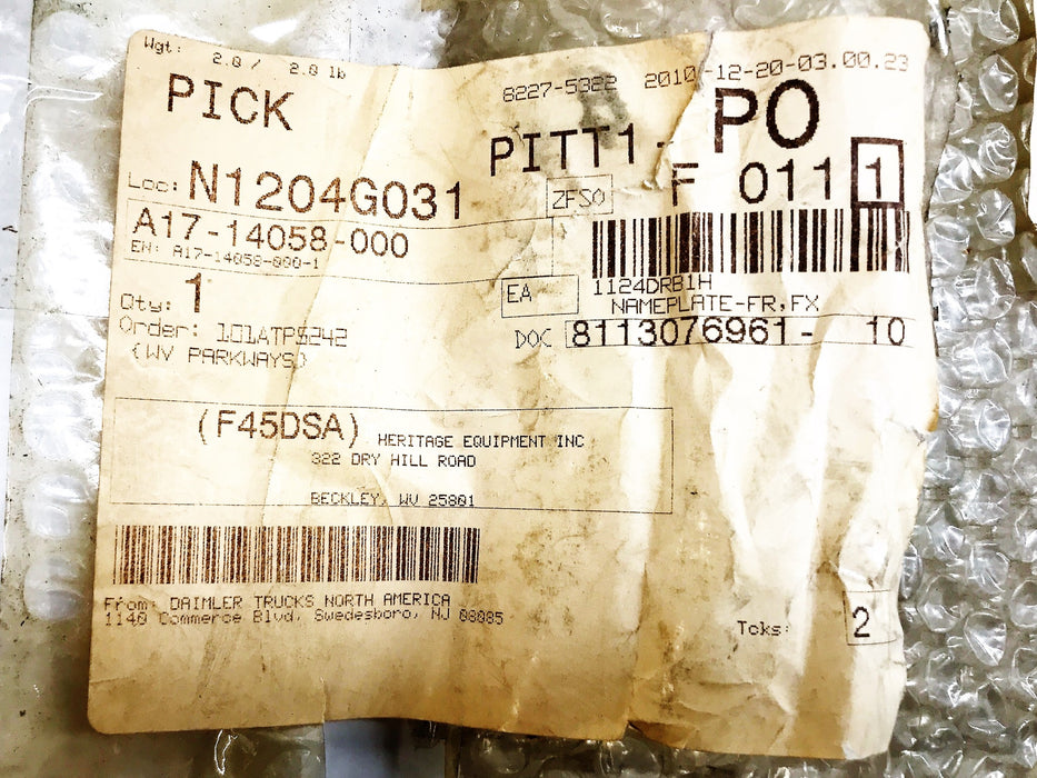 Sterling "Sterling" Nameplate A17-14058-000 NOS