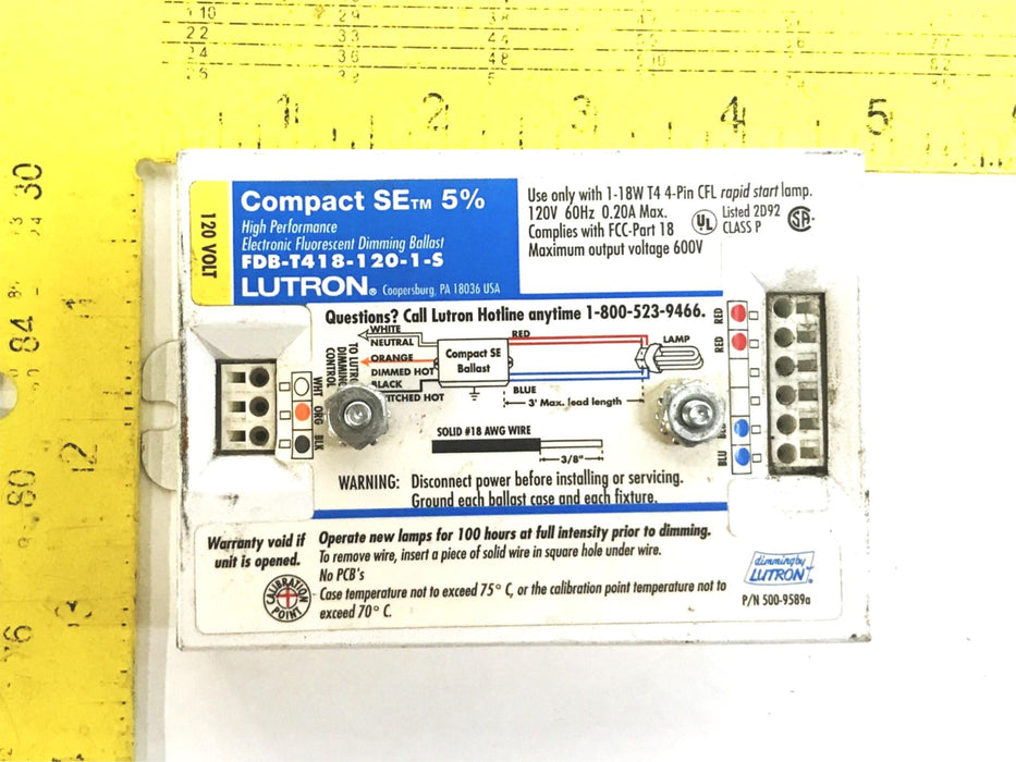 Lutron Fluorescent Dimming Ballast Lutron FDB-T418-120-1-5 USED
