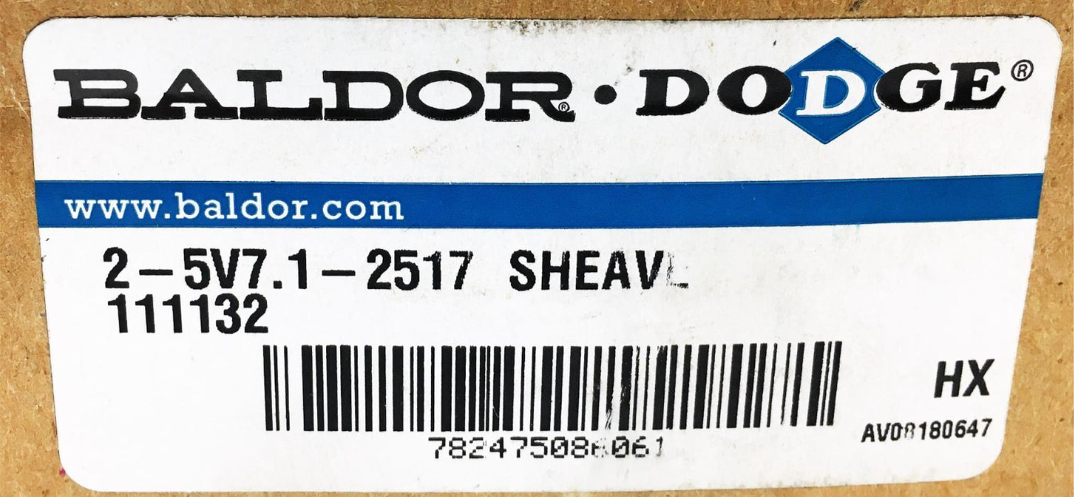 Baldor Dodge 2-5V7 .1-2517 Max 4032RPM HX Sheave 111132 NOS