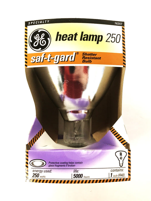 GE Shatter Resistant 250 Watt Medium Base Heat Lamp R40-27724 [Lot of 6] NOS