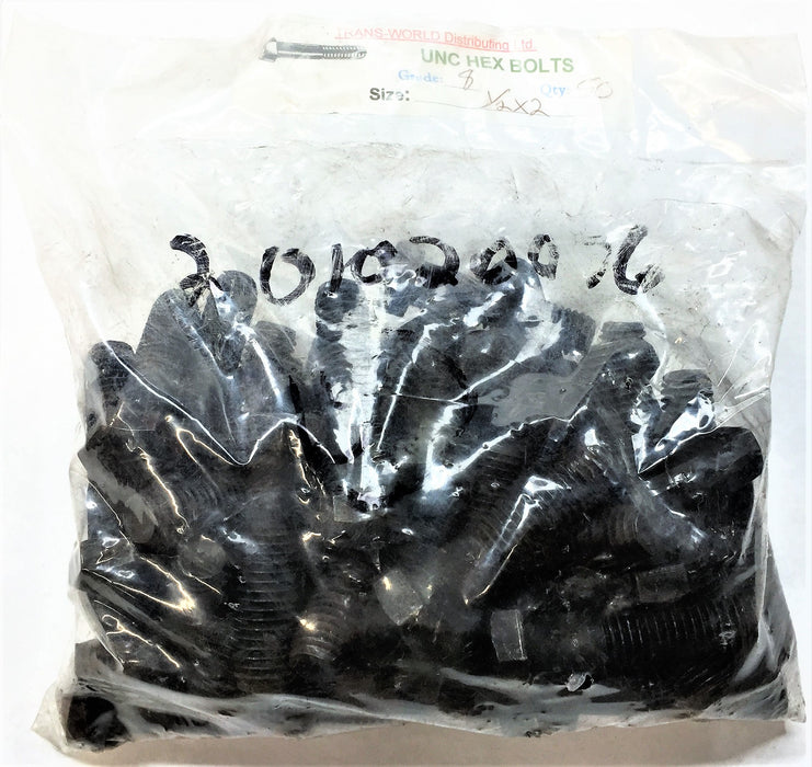 TRANS-WORLD 1/2" x 2" UNC Hex Bolt Grade 8 [Lot of 50] NOS