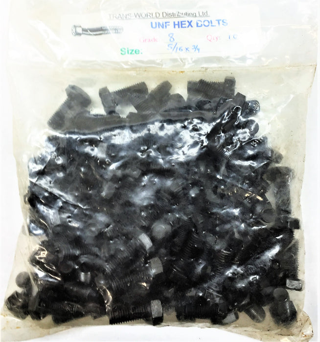 TRANS-WORLD 5/16" x 3/4" UNC Hex Bolt Grade 8 [Lot of 100] NOS