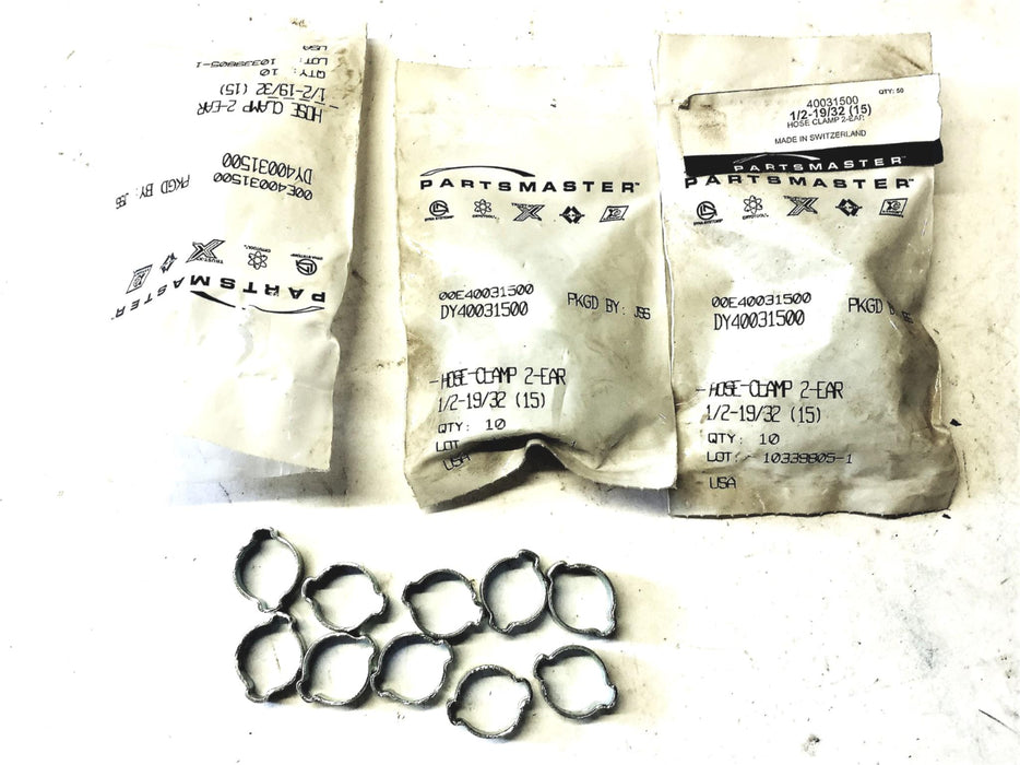PartsMaster 2-Ear Hose Clamps DY40031500 [Lot of 30] NOS