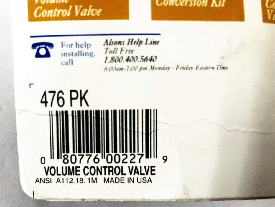 Alsons Chrome Shower Head Volume Control Valve [Lot of 2] 476PK NOS