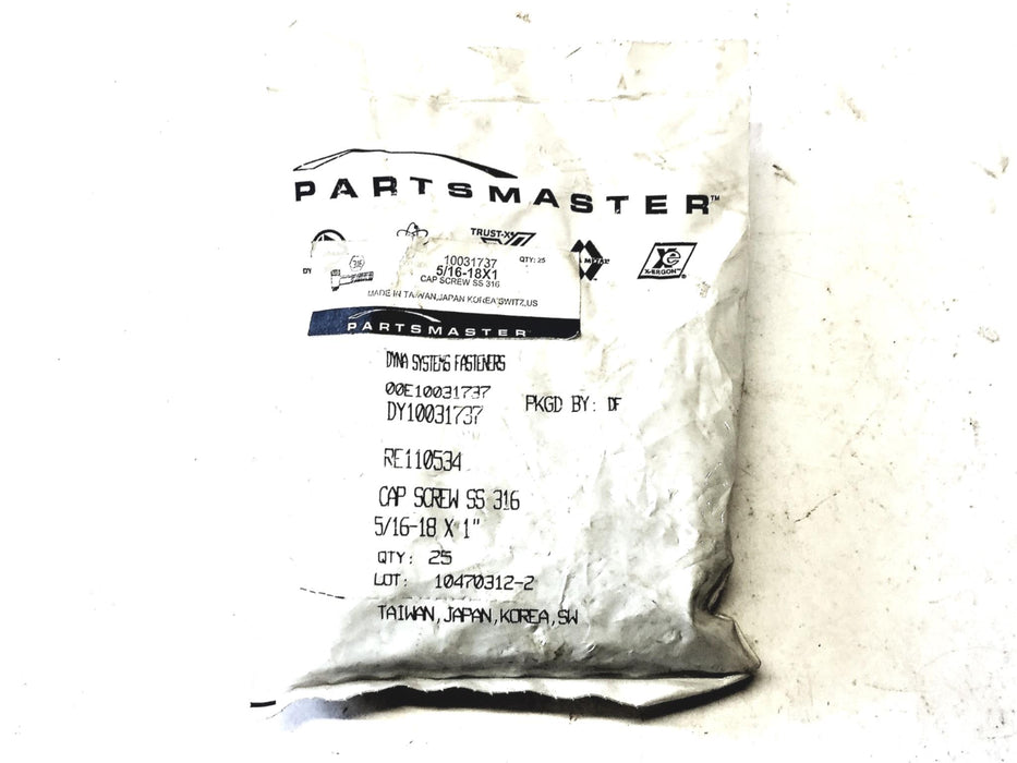 PartsMaster 5/16-18x1" Cap Screw DY10031737 [Lot of 25] NOS