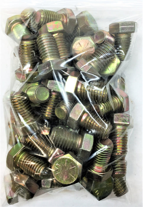 TRANS-WORLD 1" x 9/16" UNC Yellow Zinc Plated Hex Bolt [Lot of 44] NOS