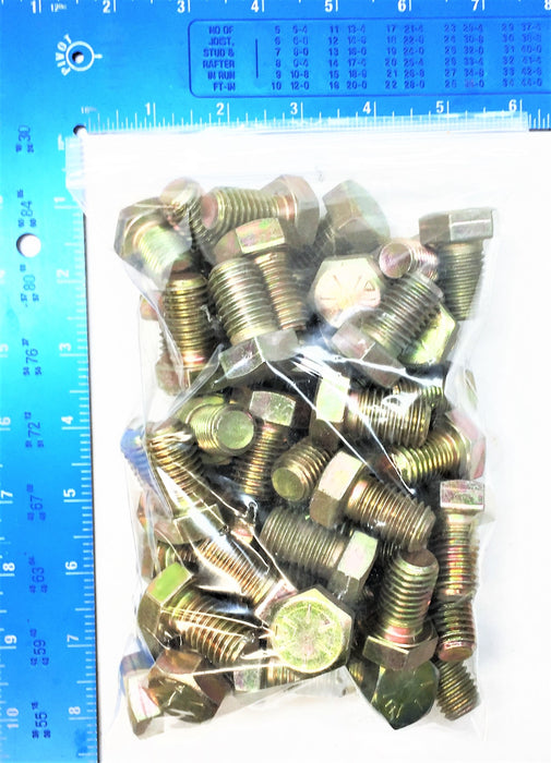 TRANS-WORLD 1" x 9/16" UNC Yellow Zinc Plated Hex Bolt [Lot of 50] NOS