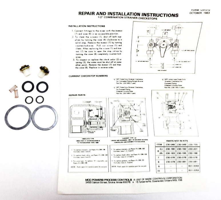 POWERS Poppet Repair Kit 230-132 (230132) NOS