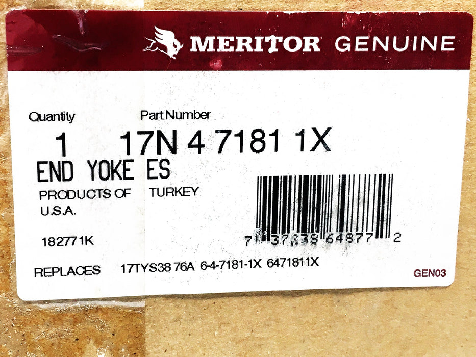 Meritor End Yoke ES 17N-4-7181-1X NOS