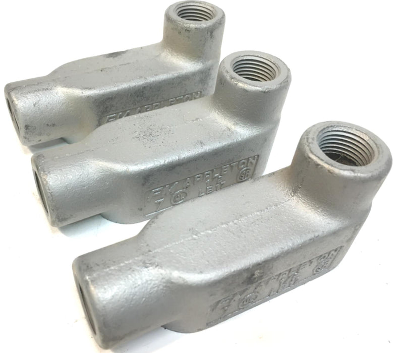 APPLETON 1/2" LB-17 CAST IRON  TYPE LB FM7 CONDUIT BODY [ LOT OF 3] NOS