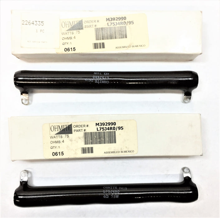 OHMITE 75W/4Ohm Resistor L75J4R0/95 [Lot of 2] NOS