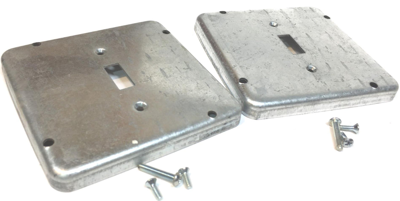 THOMAS & BETTS GALVANIZED STEEL SURFACE COVER 4-11/16 SQUARE RSL-9 [ LOT OF 2 ]