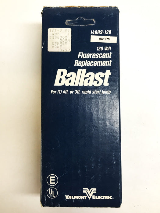 Valmont 1-Lamp Fluorescent Ballast 140RS-120 NOS