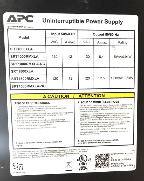APC 2 Battery Set Uninterruptible Power Supply SRT1000XLA SRT48BP USED