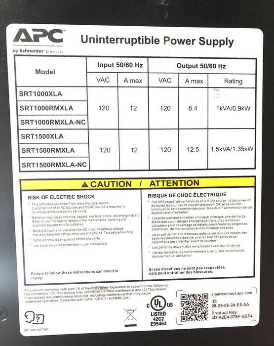 APC 2 Battery Uninterruptible Power Supply Set SRT1000XLA SRT48BP USED