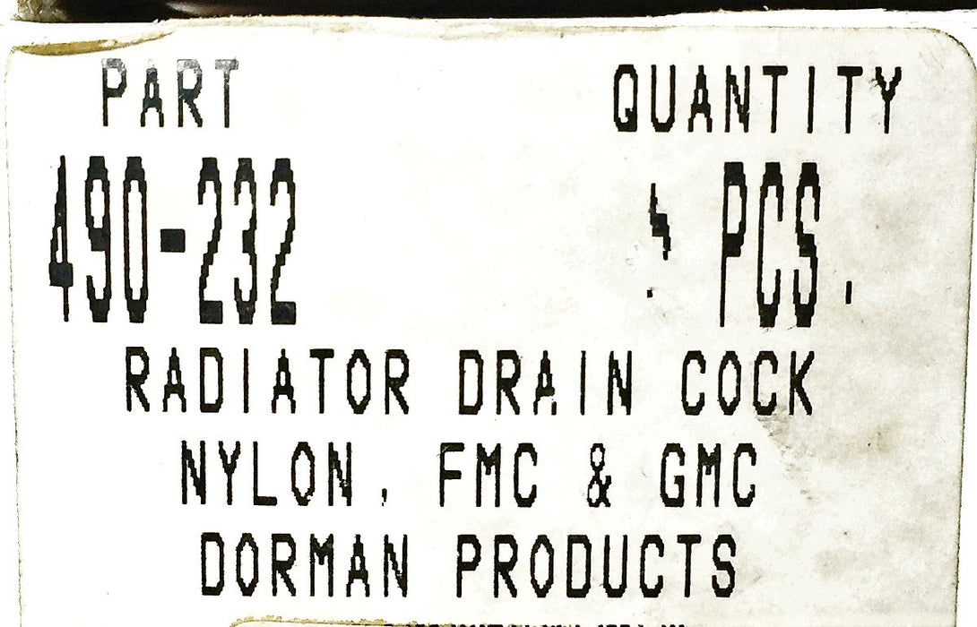 Dorman Plastic Drain Cock Short Stem Push-In Style 490-232 [Lot of 4] NOS