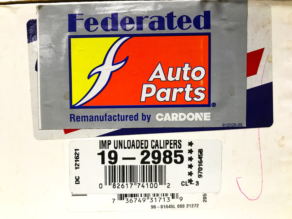 Federated Cardone Disc Brake Caliper 19-2985 REMANUFACTURED