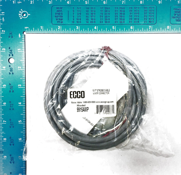 ECCO 15' Strobe Cable w/Amp Connector 9915AMP [Lot of 2] NOS