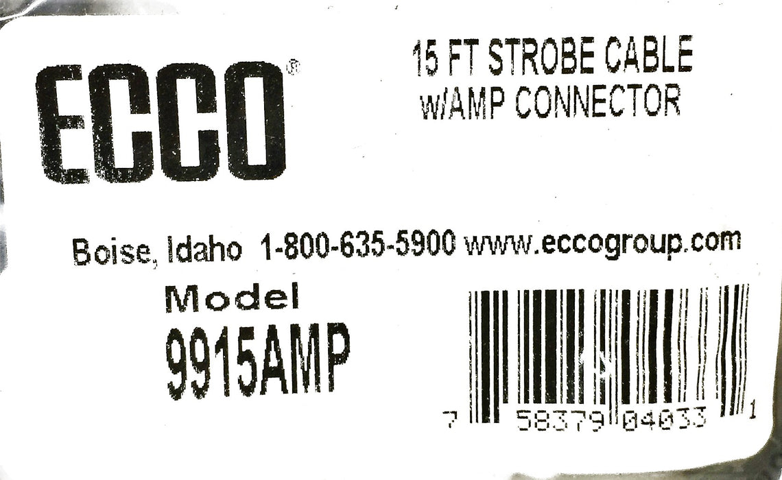 ECCO 15' Strobe Cable w/Amp Connector 9915AMP [Lot of 2] NOS