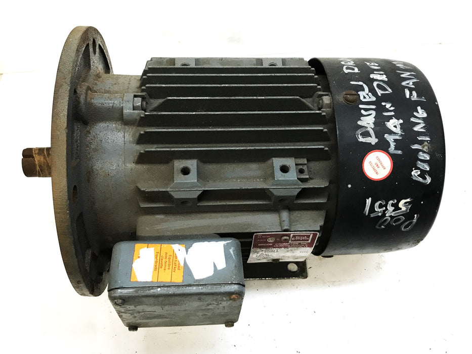 Brook Crompton 4 HP 3430 RPM Cooling Fan Motor 2827100-04 USED