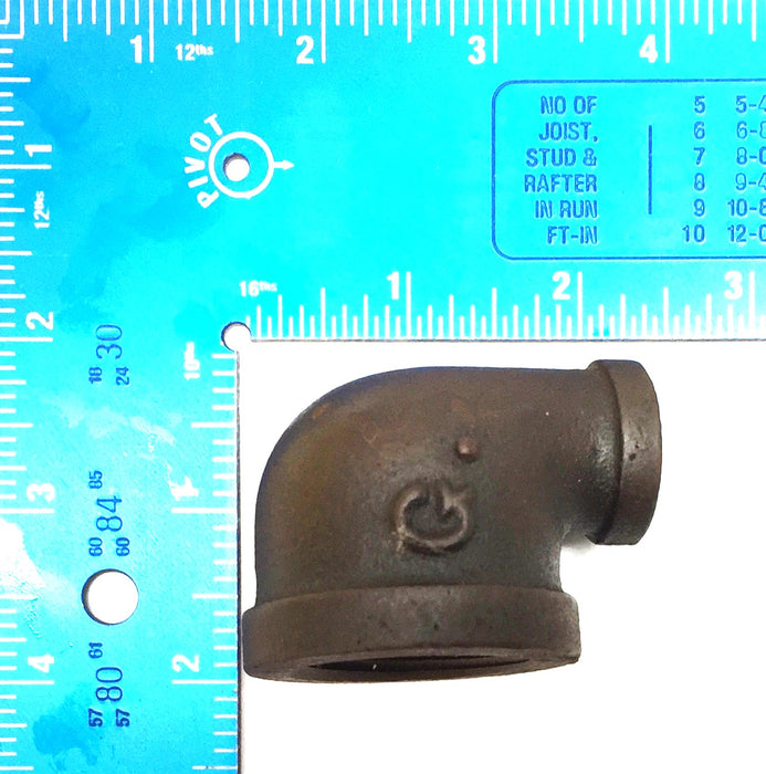 UNBRANDED 1/2" x 3/4" Black Iron Reducer Elbow [Lot of 6] NOS
