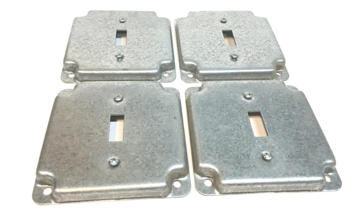 STEEL CITY RS9 SINGLE STEEL 4" SQUARE SWITCH COVER, RAISED 1/2" [ LOT OF 4 ] NOS