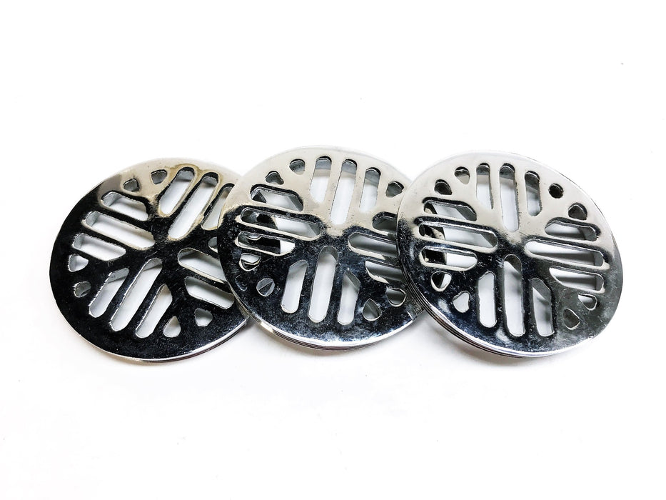Unbranded 3" Chrome Male Threaded Screw-in Shower Drain Plate [Lot of 3] NOS