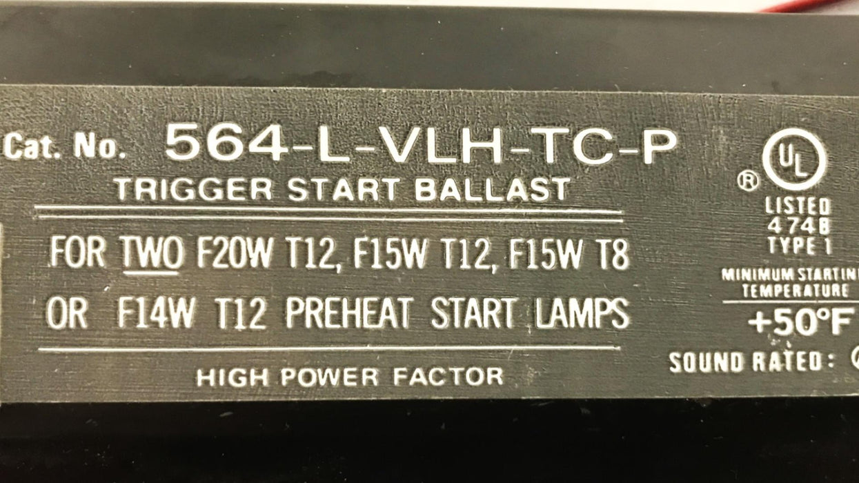 Universal Manufacturing Trigger Start Ballast 564-L-VLH-TC-P NOS