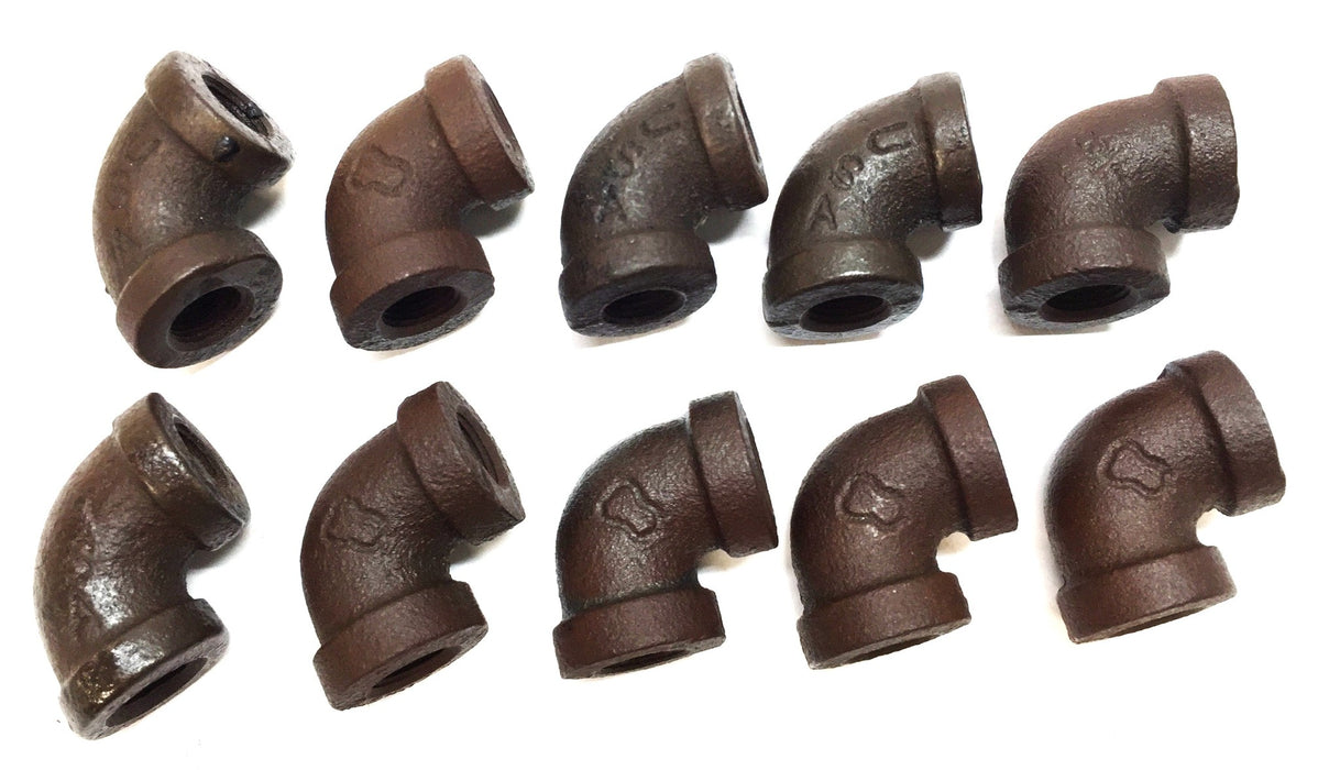 UNBRANDED 1/8" Black Malleable Iron 90 Degree Elbow Fitting [Lot of 10] NOS
