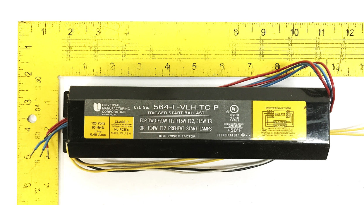Universal Manufacturing Trigger Start Ballast 564-L-VLH-TC-P NOS