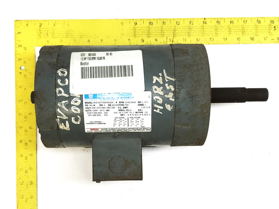 Marathon Electric Pump Motor NVB-145TTDR7663CH USED