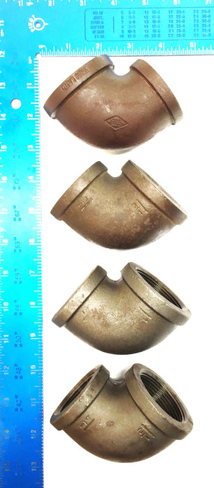 UNBRANDED 1-1/4" x 1-1/2" Iron Elbow 90 Degree [Lot of 4] NOS