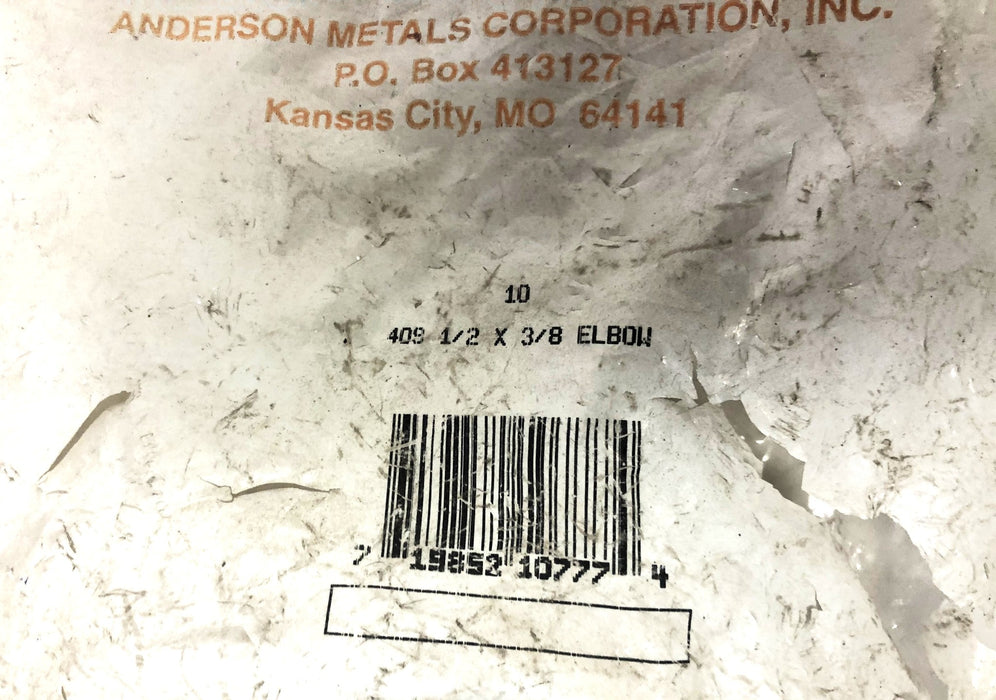 Anderson Metals 1/2X3/8 Inch Brass Elbow Fitting 408 [Lot of 8] NOS