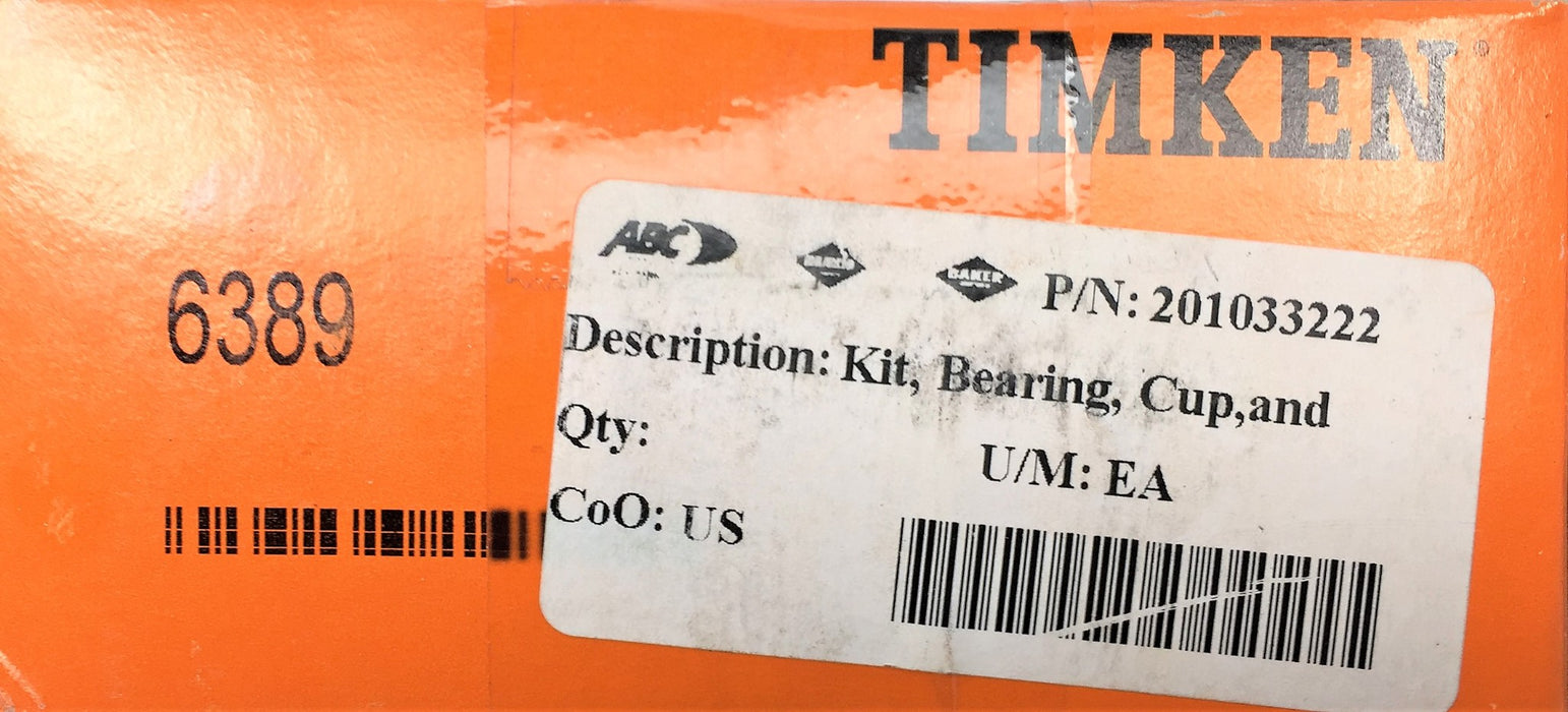 TIMKEN Roller Bearing and Cup Set 6389 NOS