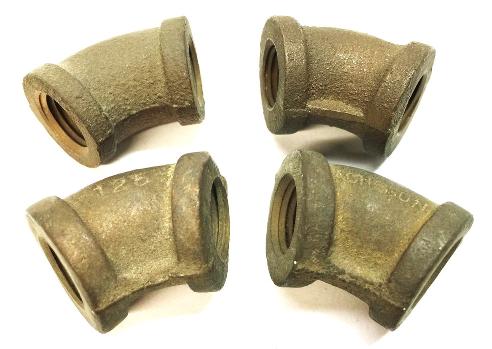 UNBRANDED 1/4" 45-Degree Brass Elbow [Lot of 4] NOS