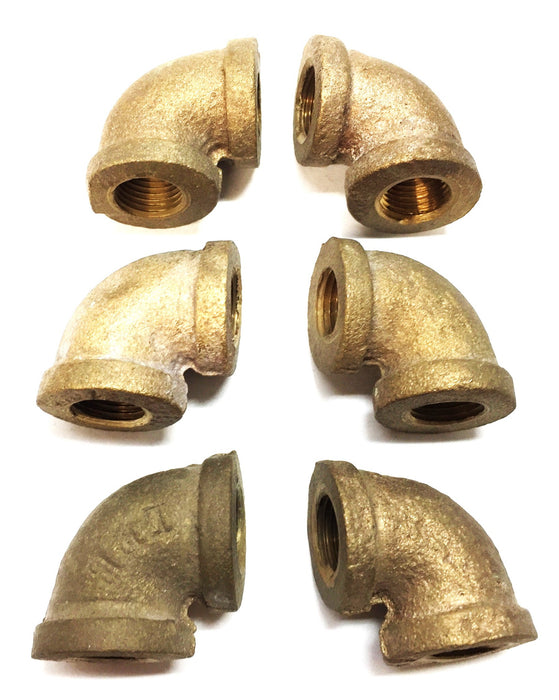 UNBRANDED 1/8" Brass 45-Degree Threaded Elbow [Lot of 6] NOS