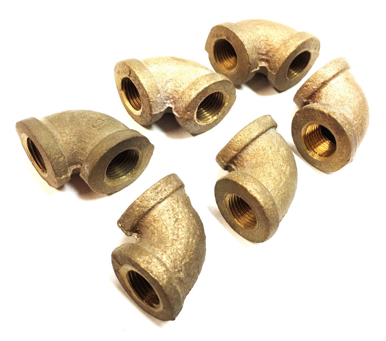 UNBRANDED 1/8" Brass 45-Degree Threaded Elbow [Lot of 6] NOS