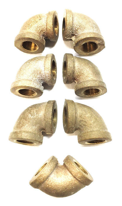 UNBRANDED 1/8" Brass 45-Degree Threaded Elbow [Lot of 7] NOS