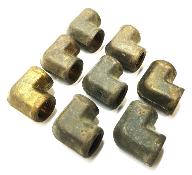 UNBRANDED 1/8" Brass 90-Degree Threaded Elbow [Lot of 8] NOS