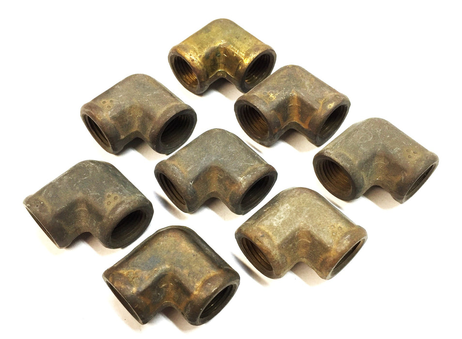 UNBRANDED 1/8" Brass 90-Degree Threaded Elbow [Lot of 8] NOS