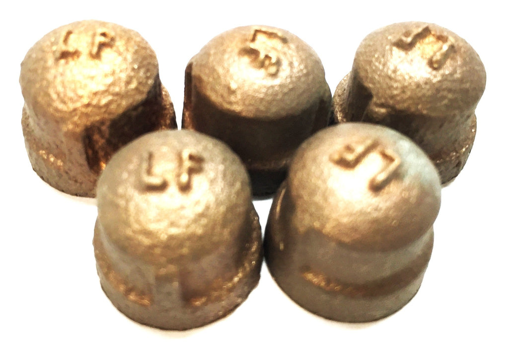 UNBRANDED 3/8" Round Top Brass Cap [Lot of 5] NOS