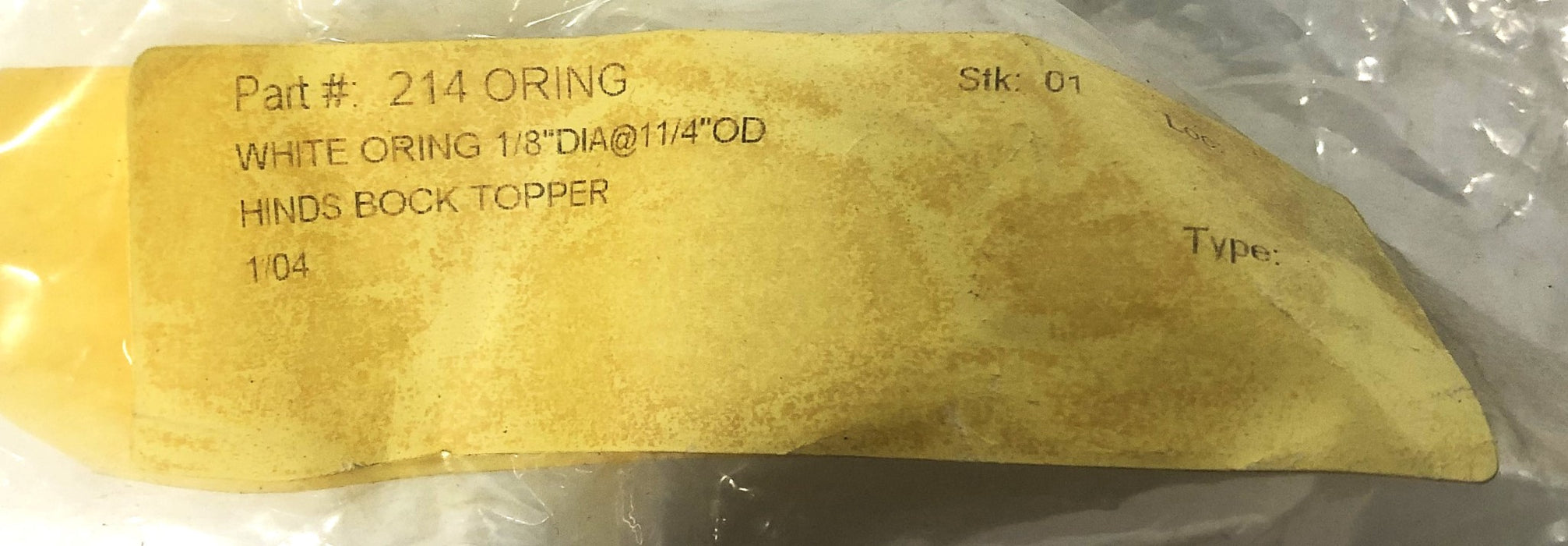 Hinds-Bock 1/8  Inch DIA 1-1/4 Inch OD White O-Ring 214 [Lot of 24] NOS