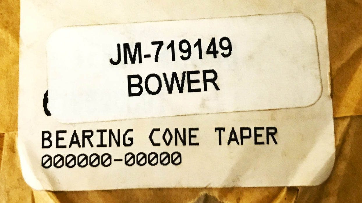 Bower Tapered Roller Bearing Cone JM719149 NOS
