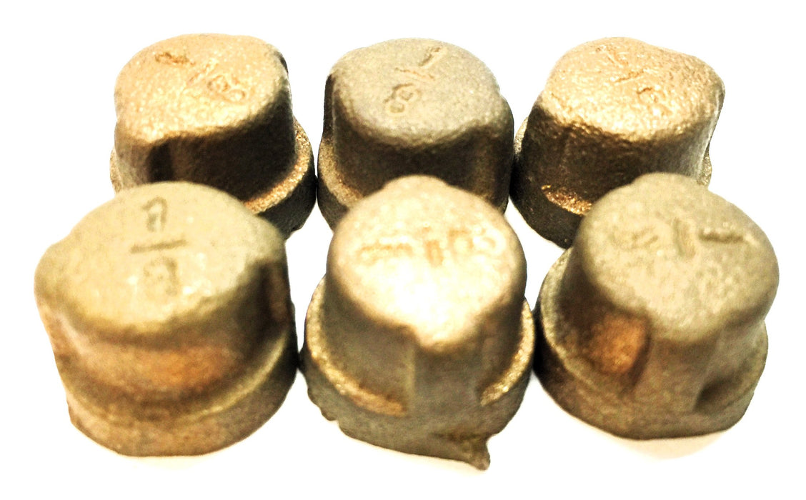 UNBRANDED 1/8" Flat Top Brass Cap [Lot of 6] NOS